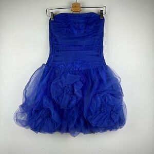 Jessica McClintock for Gunne Sax 90’s Blue/Purple Tulle Strapless Dress, Size 9